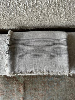 French Flax Linen Throw with Stripes