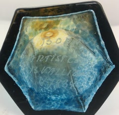 French Flecked Art Glass Perfume or Reed Diffuser Bottle, Signed