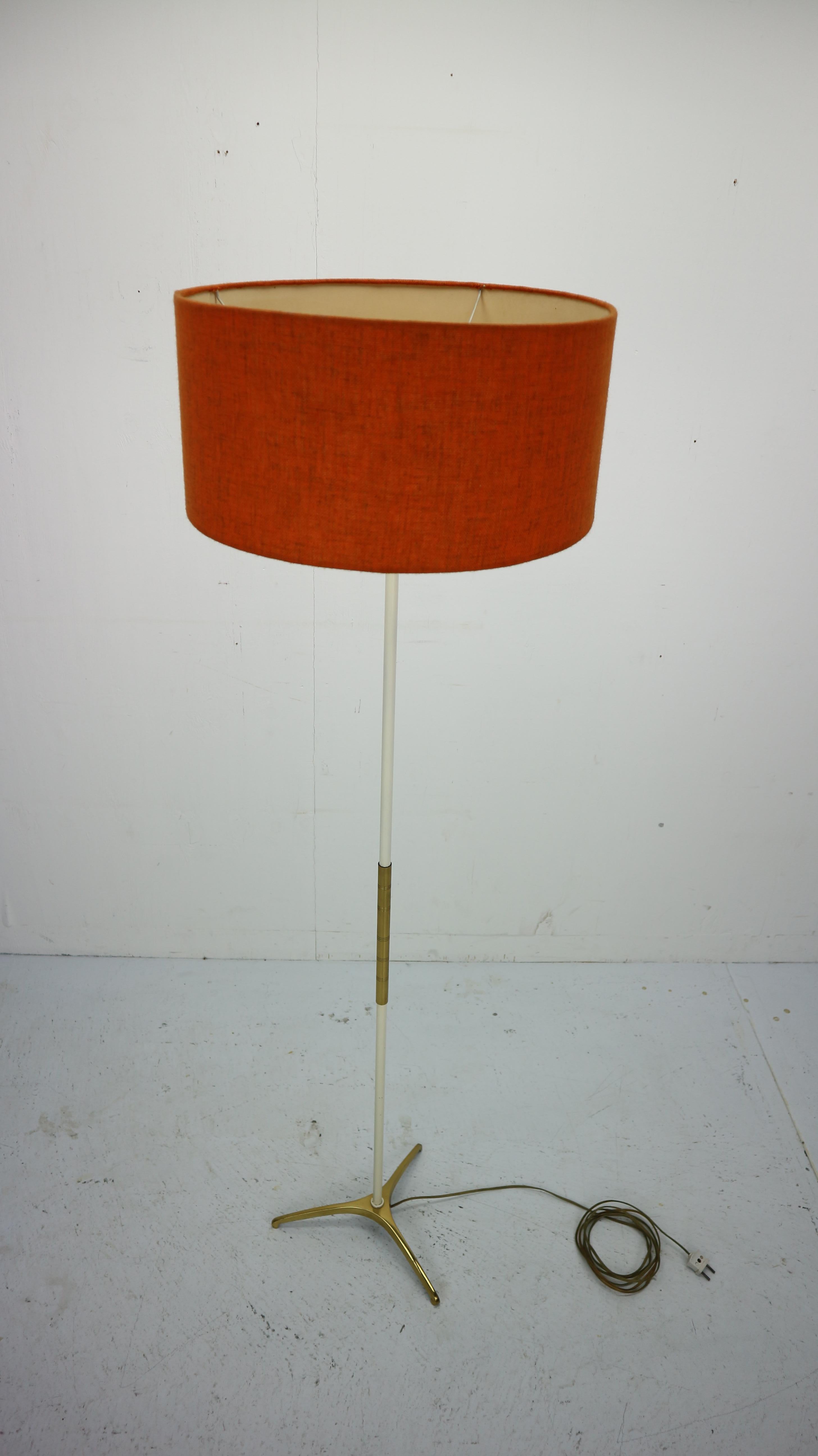 Mid-Century Modern French Floor Lamp Brass and Metal, 1950s