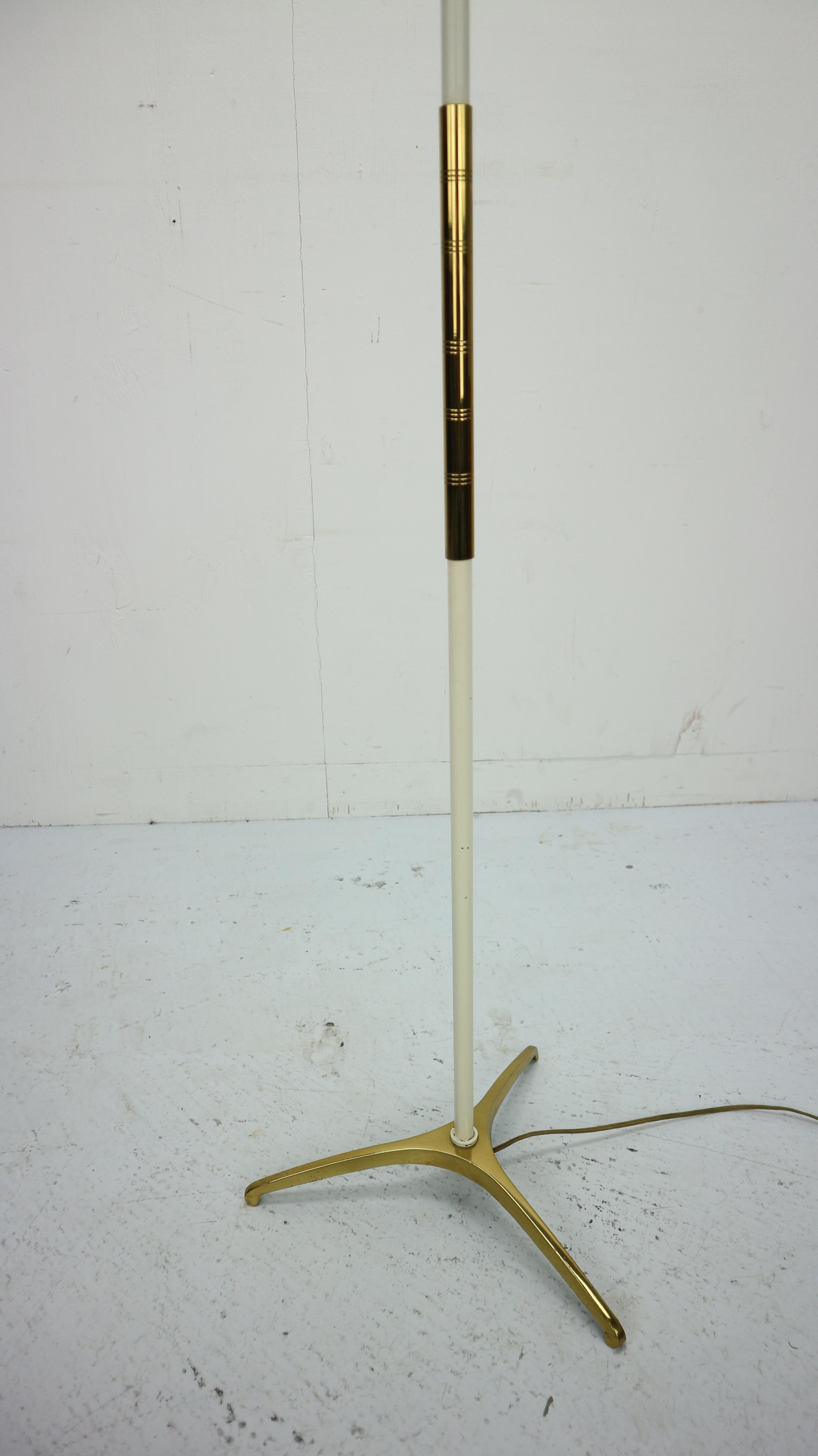 French Floor Lamp Brass and Metal, 1950s 4