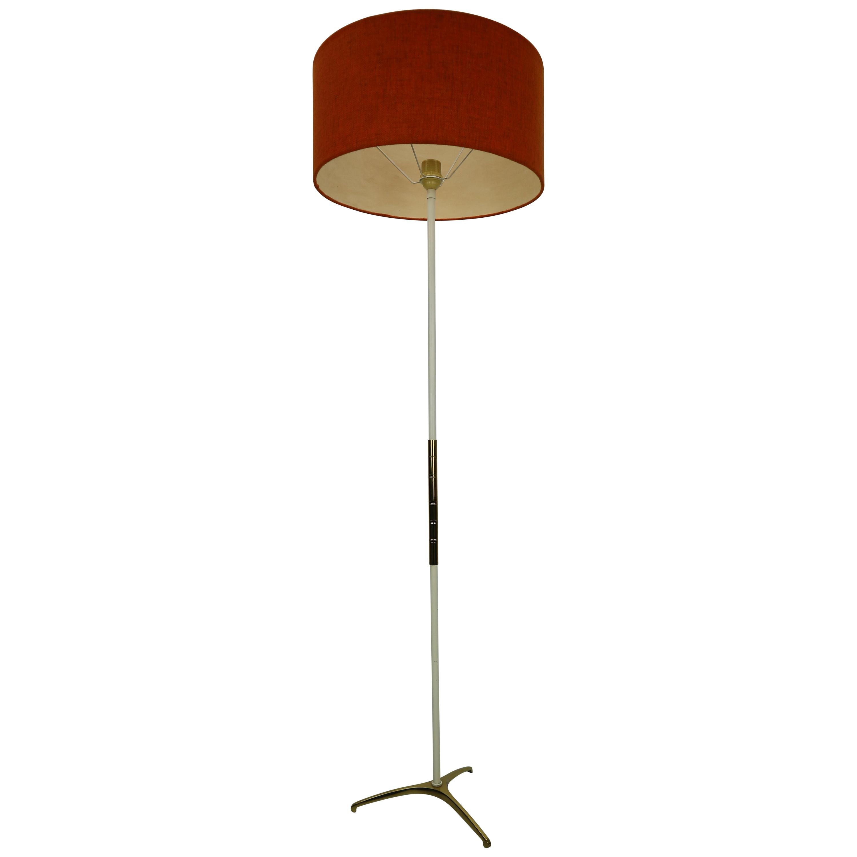 French Floor Lamp Brass and Metal, 1950s