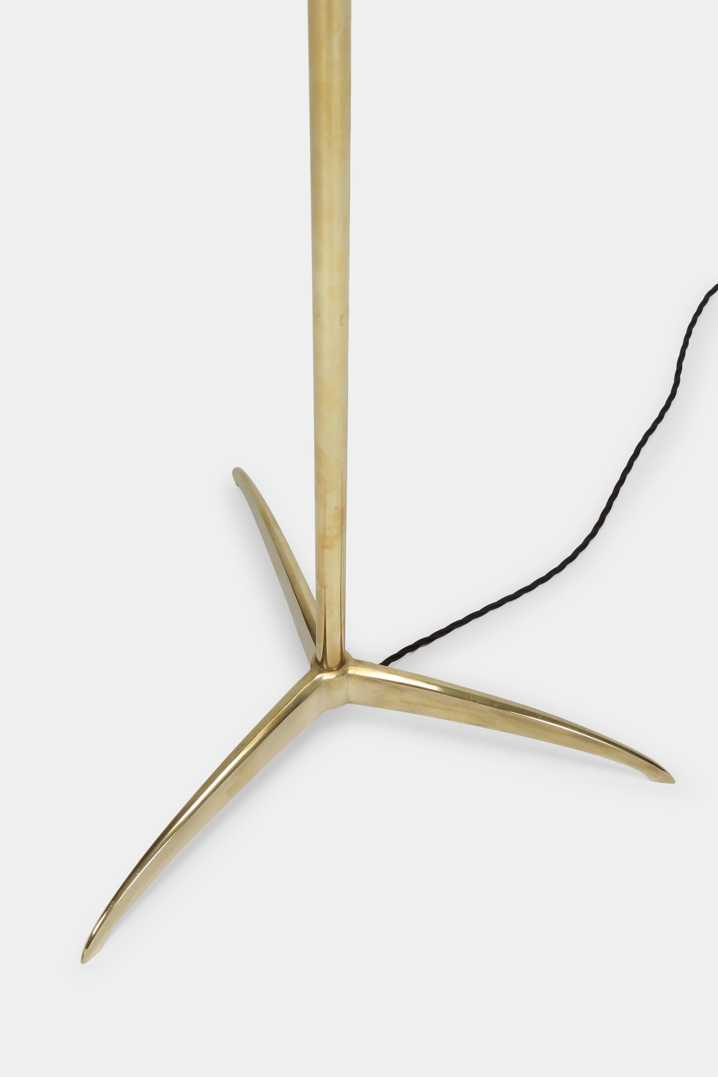 French Floor Lamp Brass Leather Handle, 1950s 3