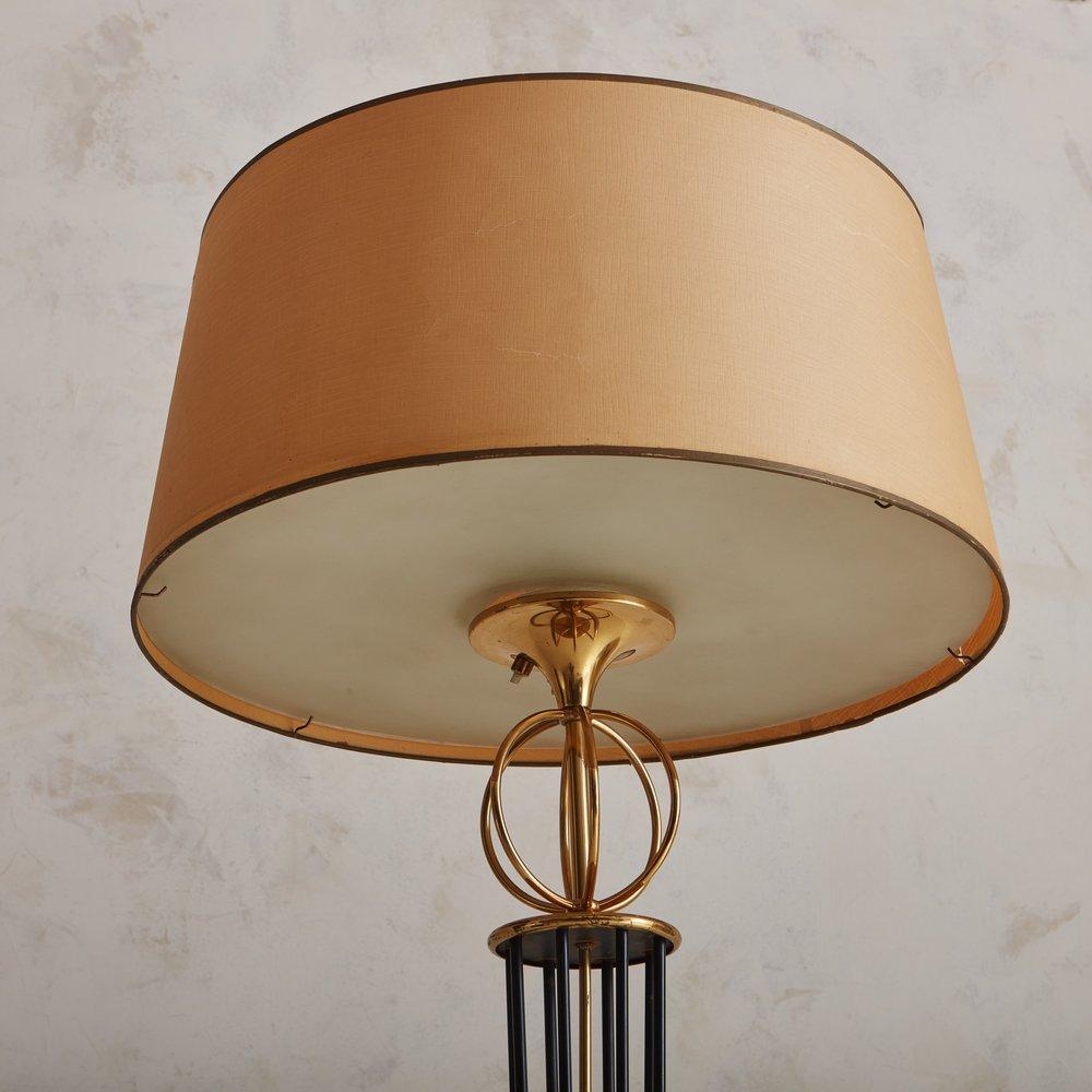 Mid-Century Modern French Floor Lamp by Maison Arlus with Glass Shade, France, 1950s