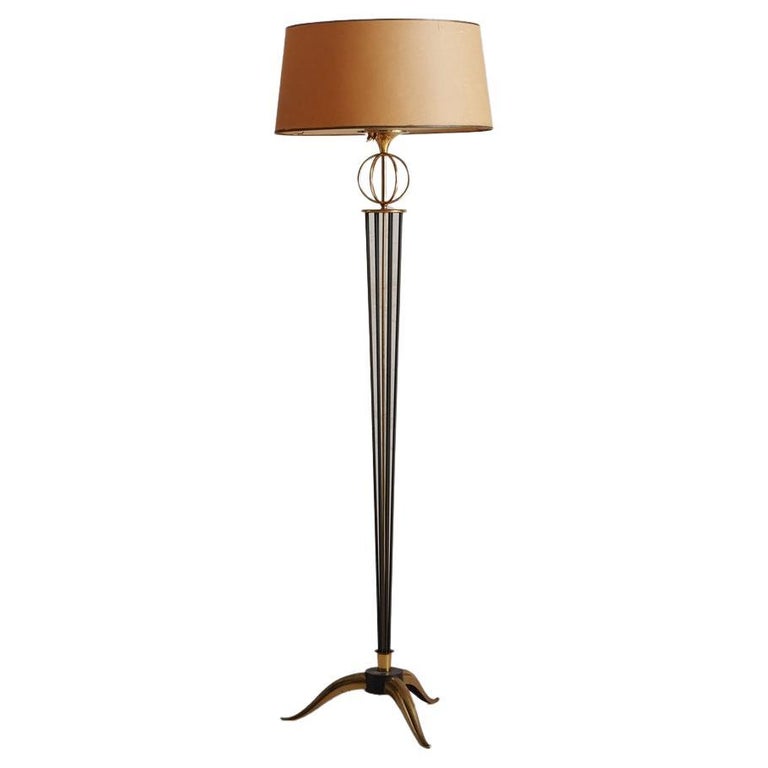 French Floor Lamp by Maison Arlus with Glass Shade, France, 1950s For ...