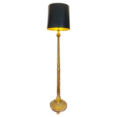 Antique French Floor Lamp in Fluted and Gilded Wood, Louis XVI Style, 20t Century