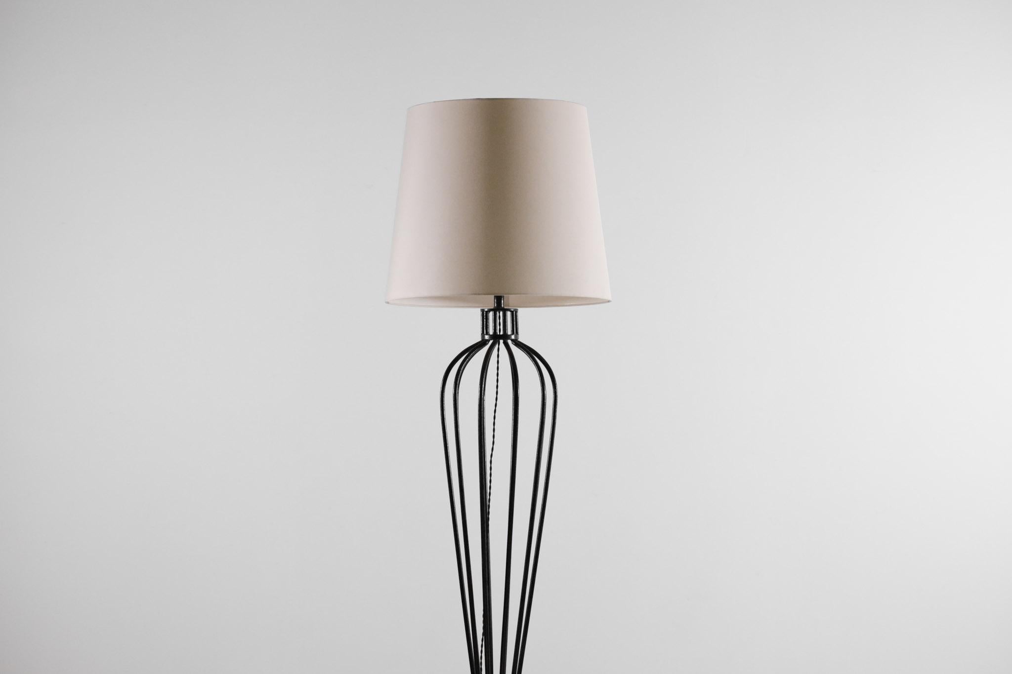 French Floor Lamp in Style of Jean Royère Solid Steel from the 50's, E300 7
