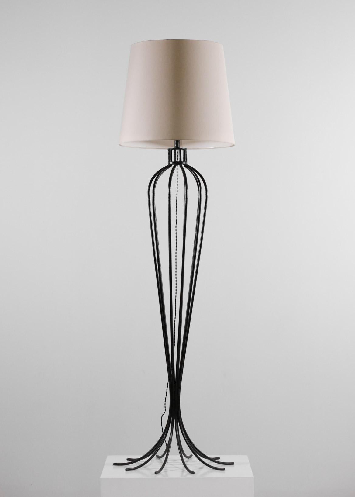 French Floor Lamp in Style of Jean Royère Solid Steel from the 50's, E300 8
