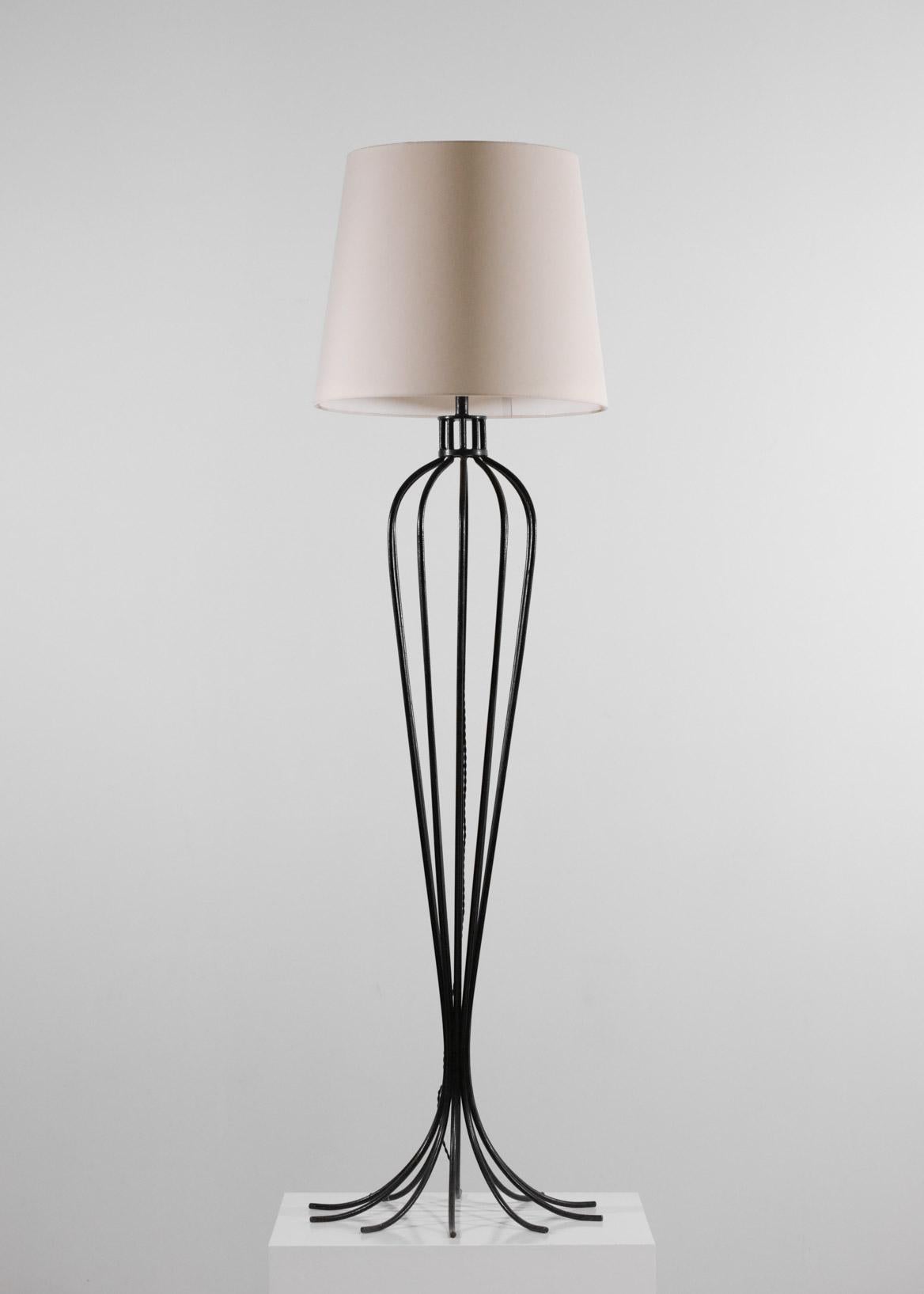 French Floor Lamp in Style of Jean Royère Solid Steel from the 50's, E300 2
