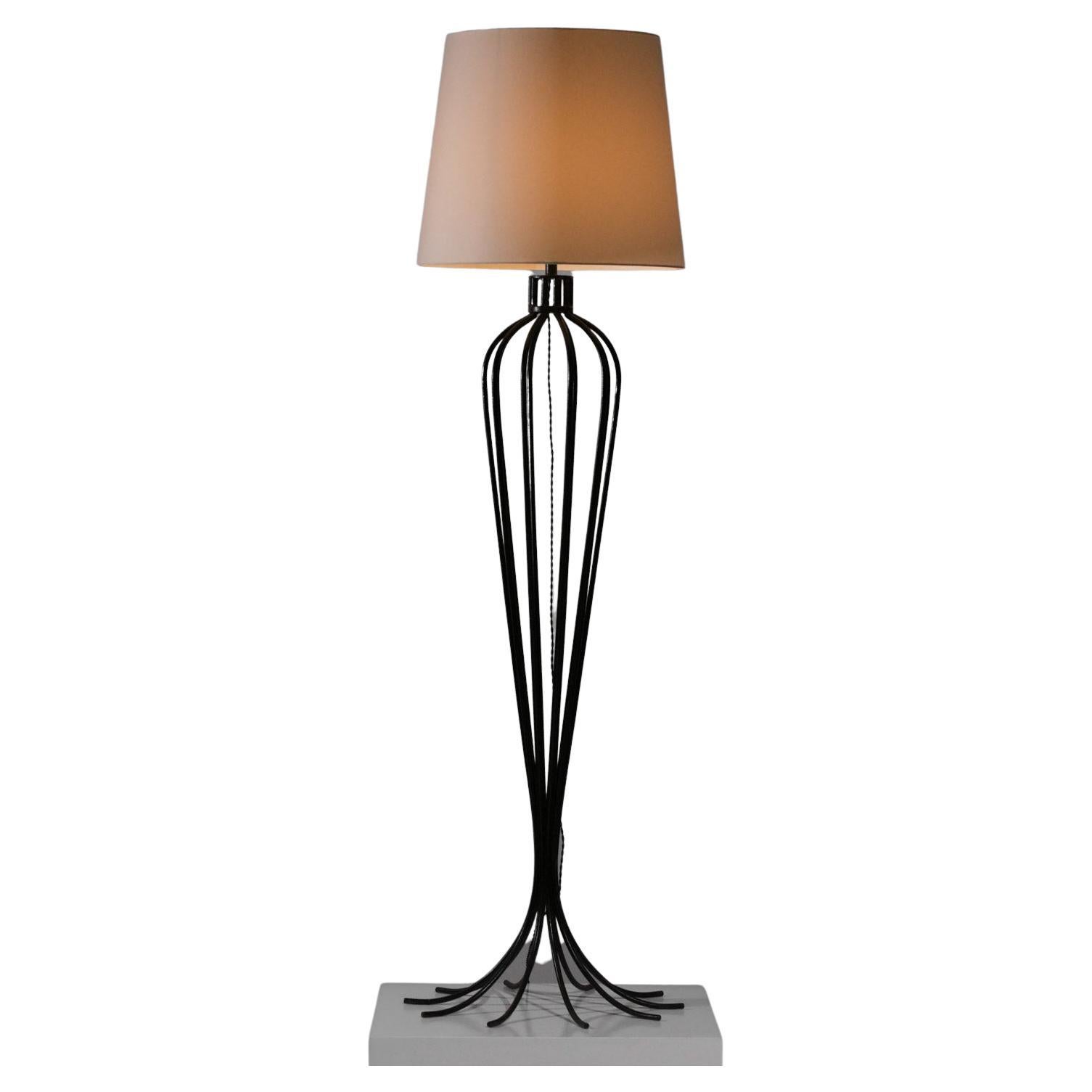 French Floor Lamp in Style of Jean Royère Solid Steel from the 50's, E300