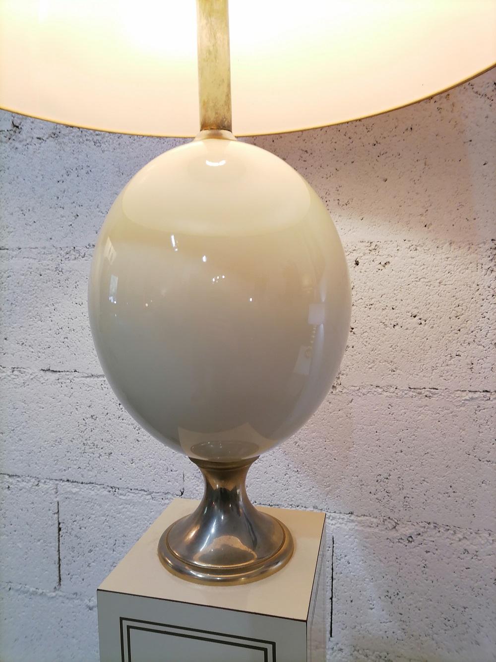 Late 20th Century French Floor Lamp Maison Le Dauphin 1980 Lacquer and Brass For Sale