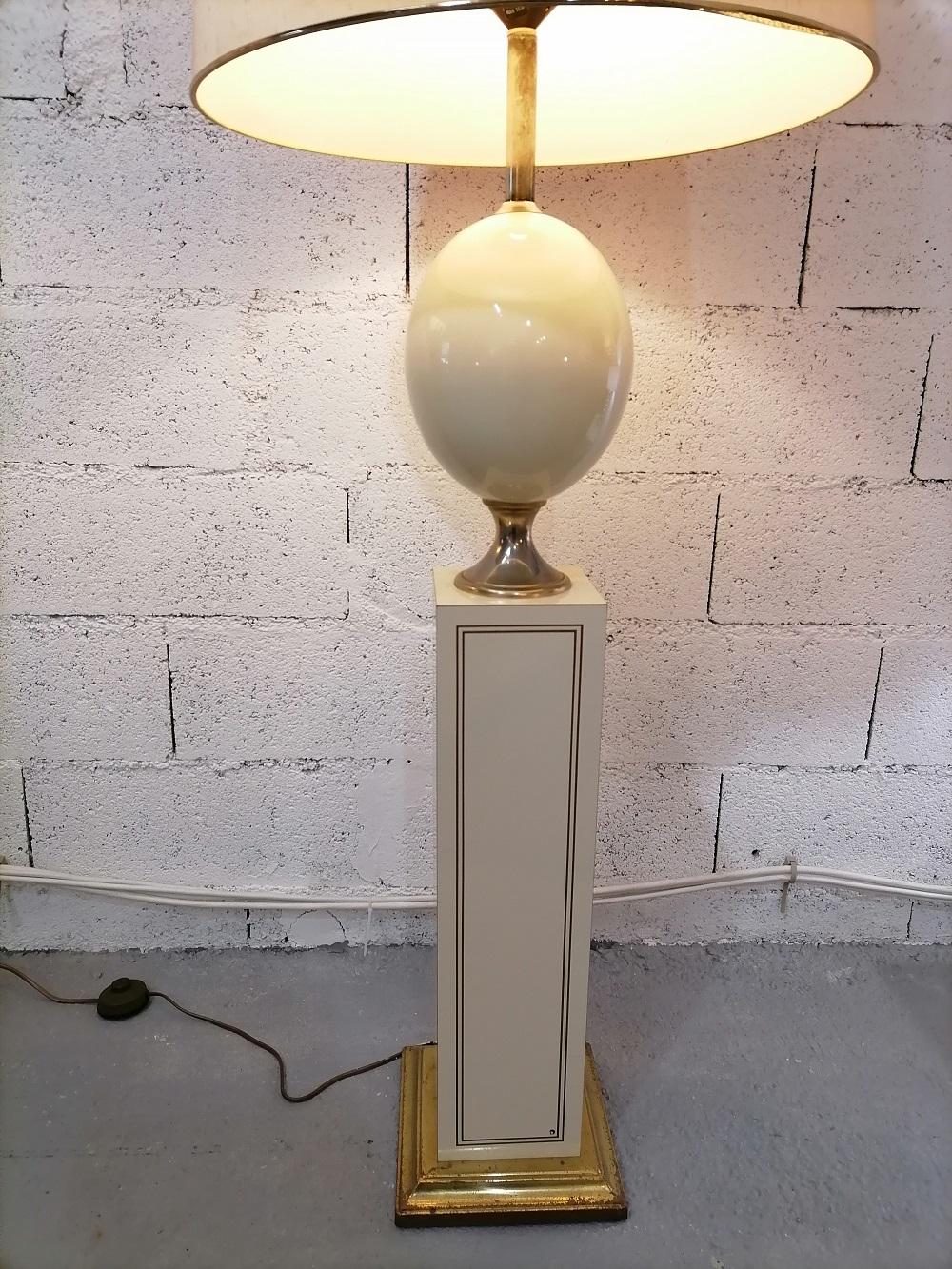 French Floor Lamp Maison Le Dauphin 1980 Lacquer and Brass For Sale 1