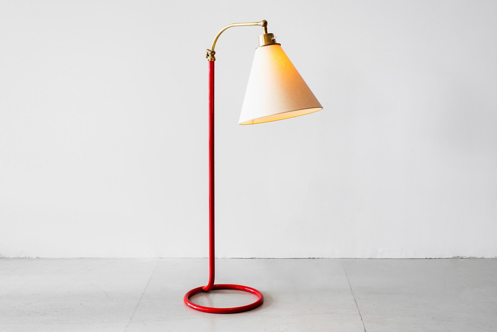 Brass French Floor Lamp with Circle Base