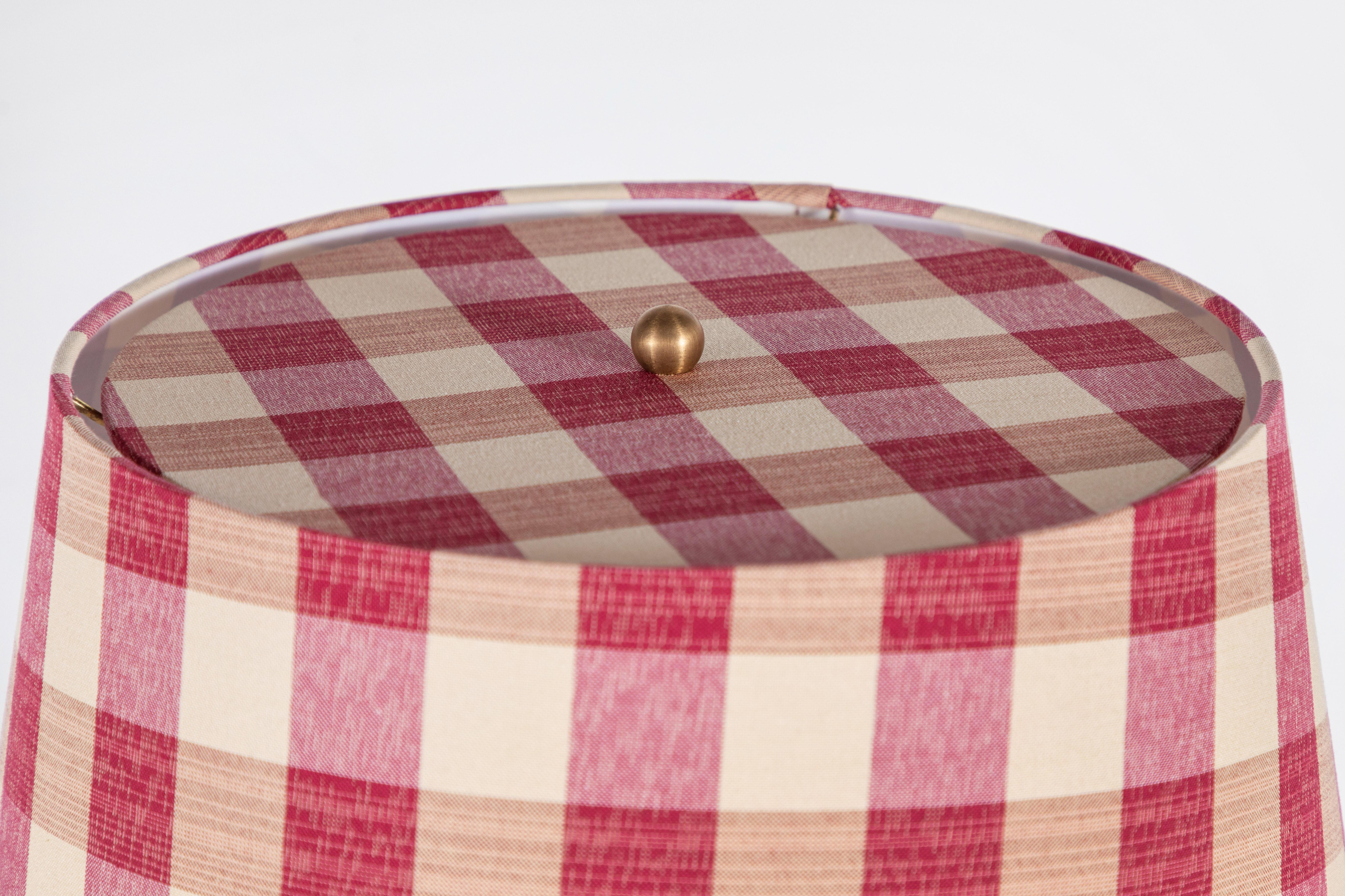 French Floor Lamp with Custom Red Gingham Shade 1