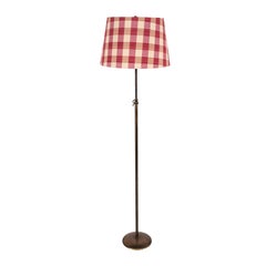 French Floor Lamp with Custom Red Gingham Shade