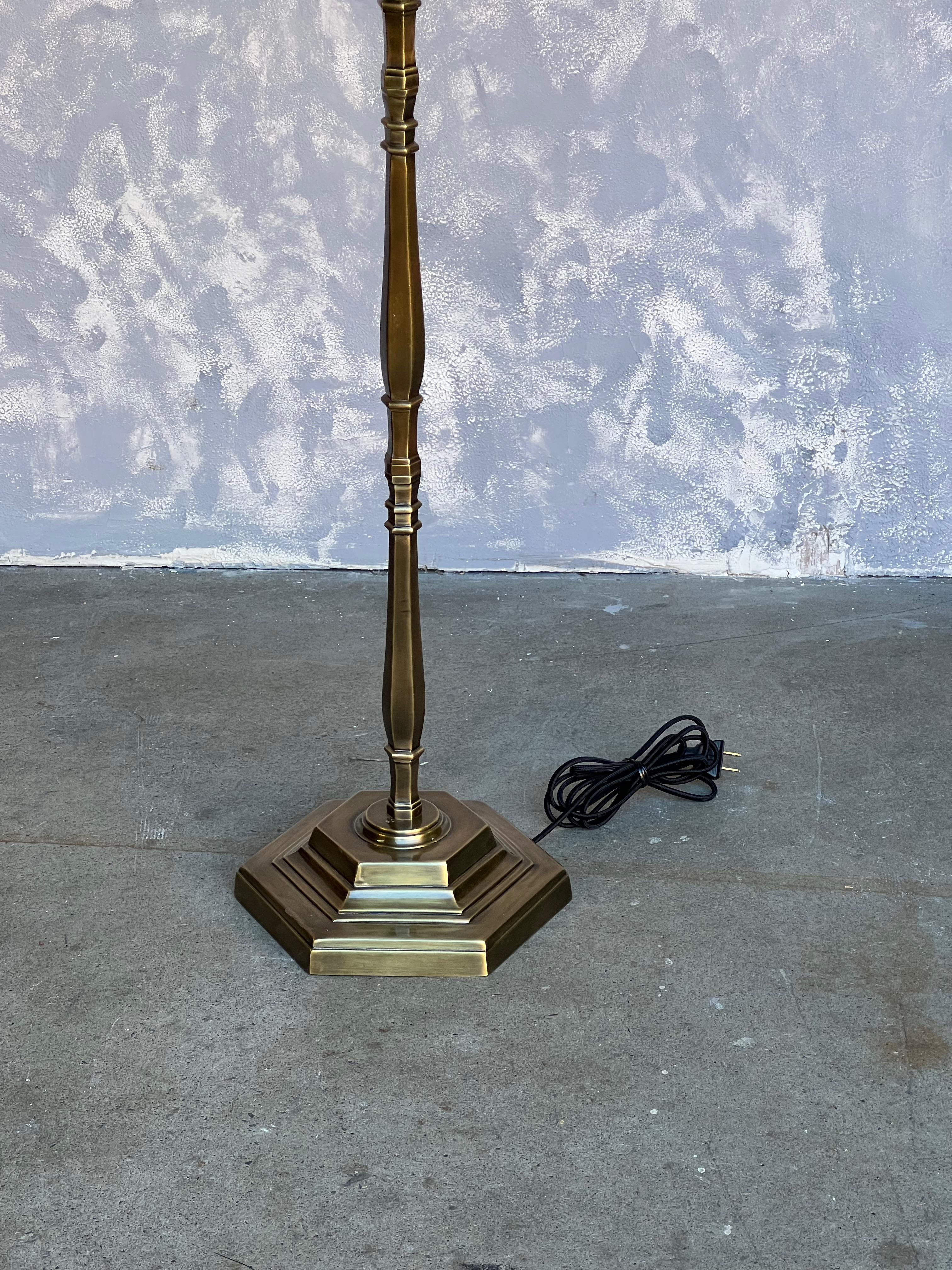 French Floor Lamp with Hexagonal Base In Good Condition For Sale In Buchanan, NY