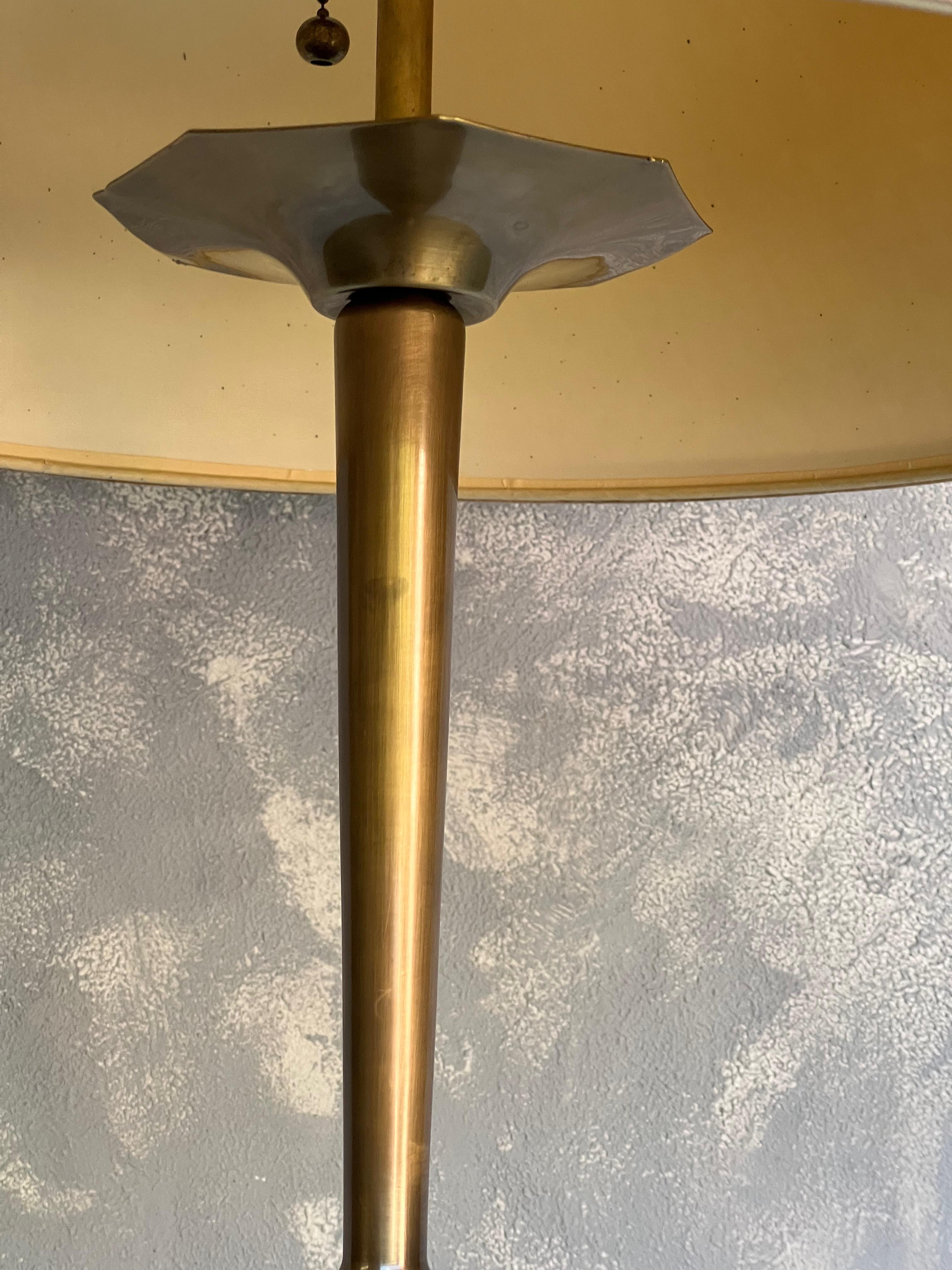 Brass French Floor Lamp with Hexagonal Base  For Sale