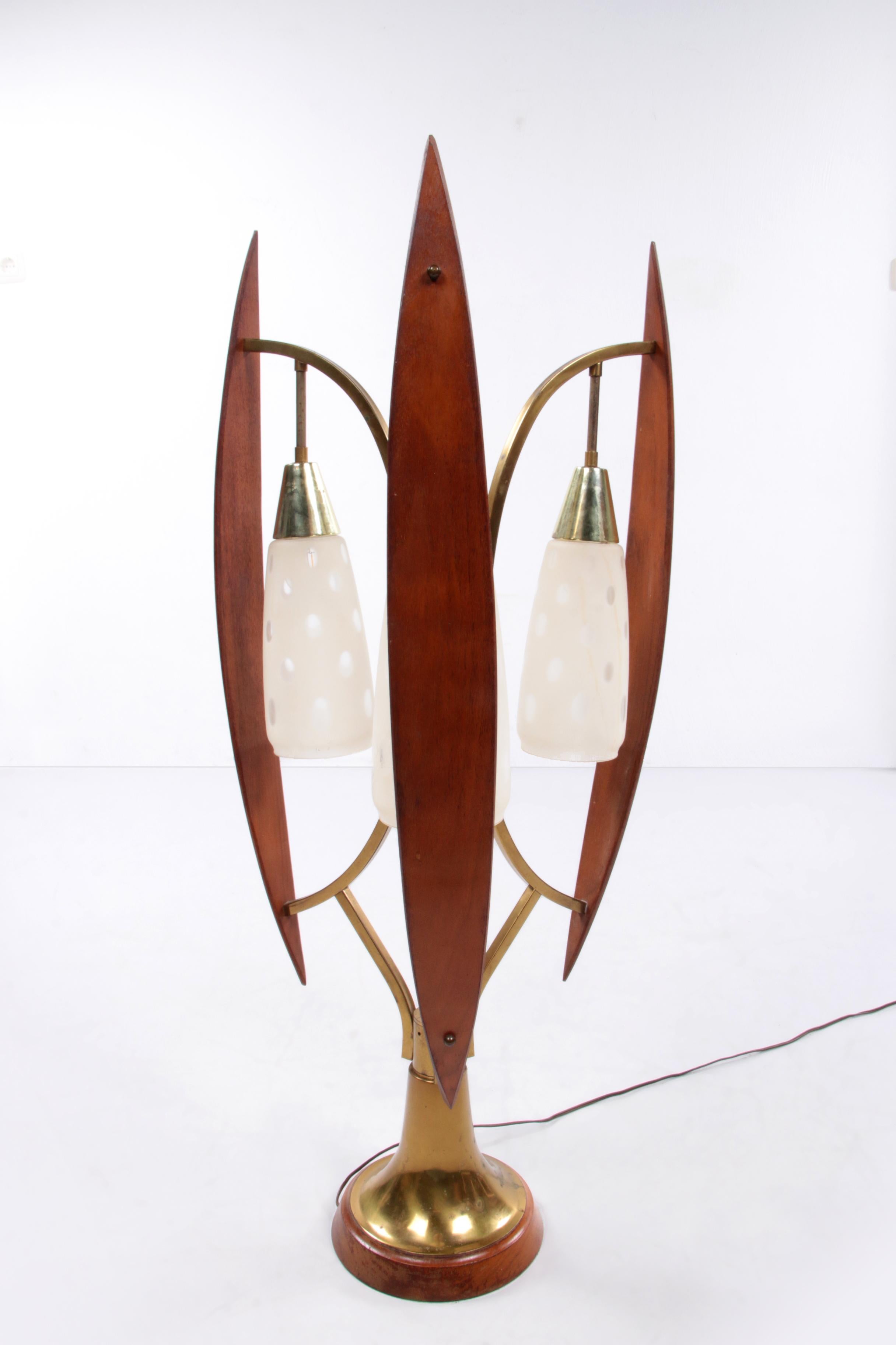 French Floor Lamp with Milk Glass Shades, 1960 3