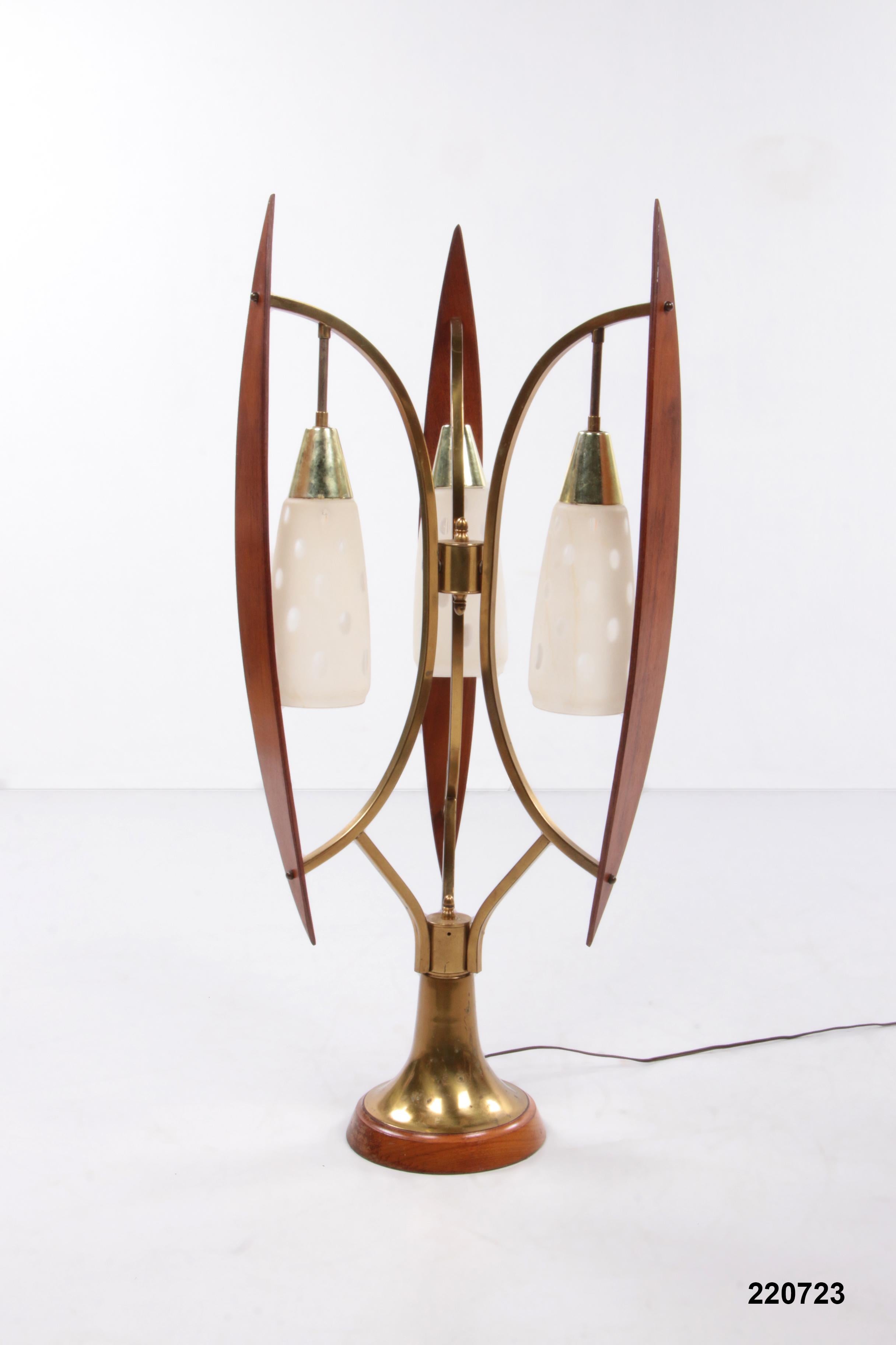 French Floor Lamp with Milk Glass Shades, 1960 6