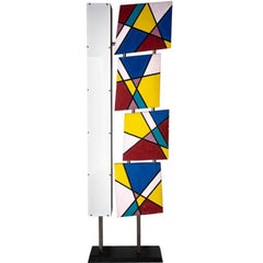 French Floor Lamp with Mondrian Style Paintings, circa 1990
