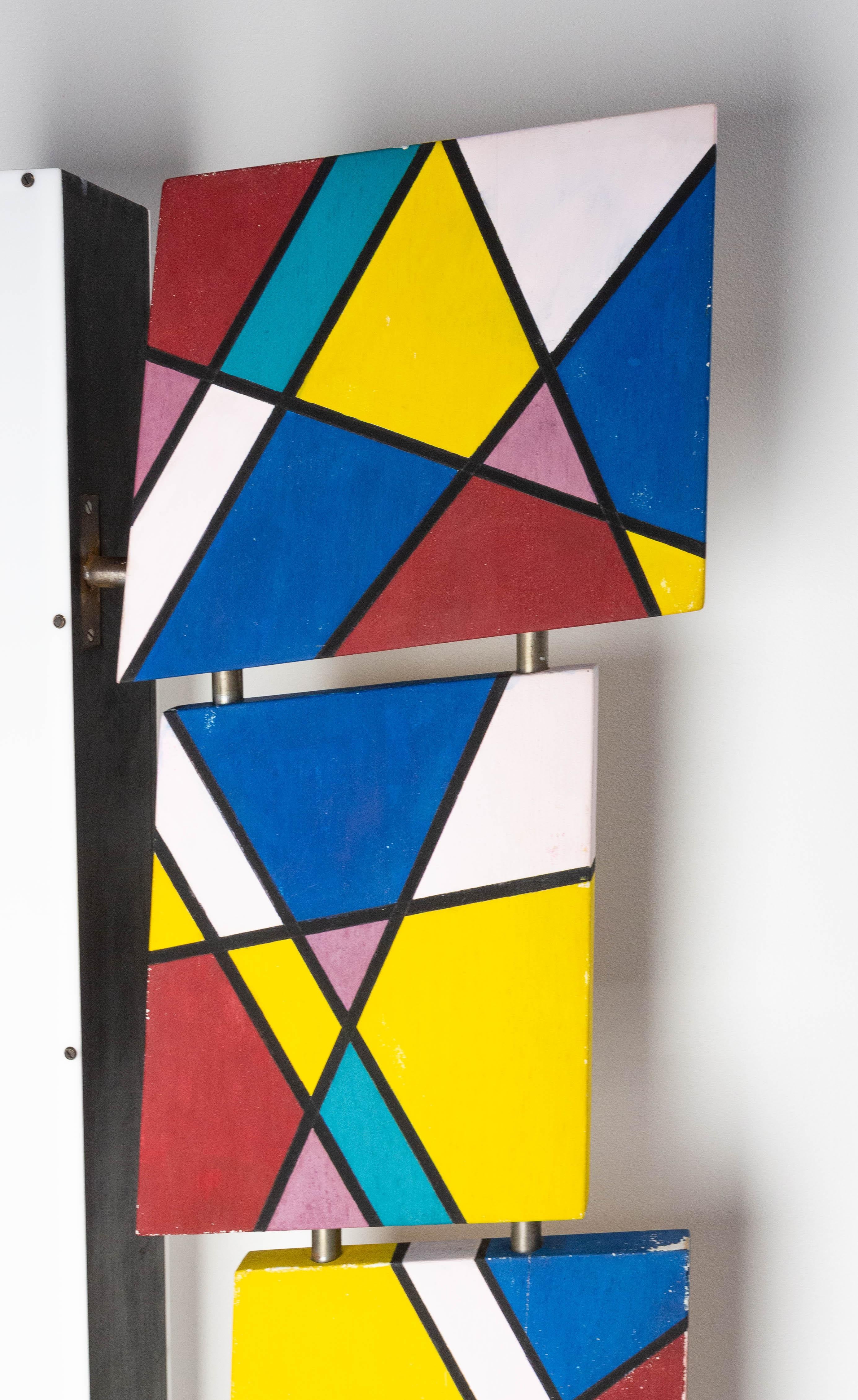 Lampadaire français avec peintures de style Mondrian, datant d'environ 1990 Bon état - En vente à Labrit, Landes
