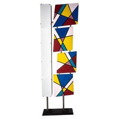 Lampadaire français avec peintures de style Mondrian, circa 1990