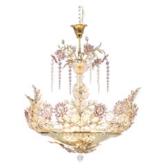 French Floral Amethyst Crystal Chandelier by Maison Baguès, 1950s
