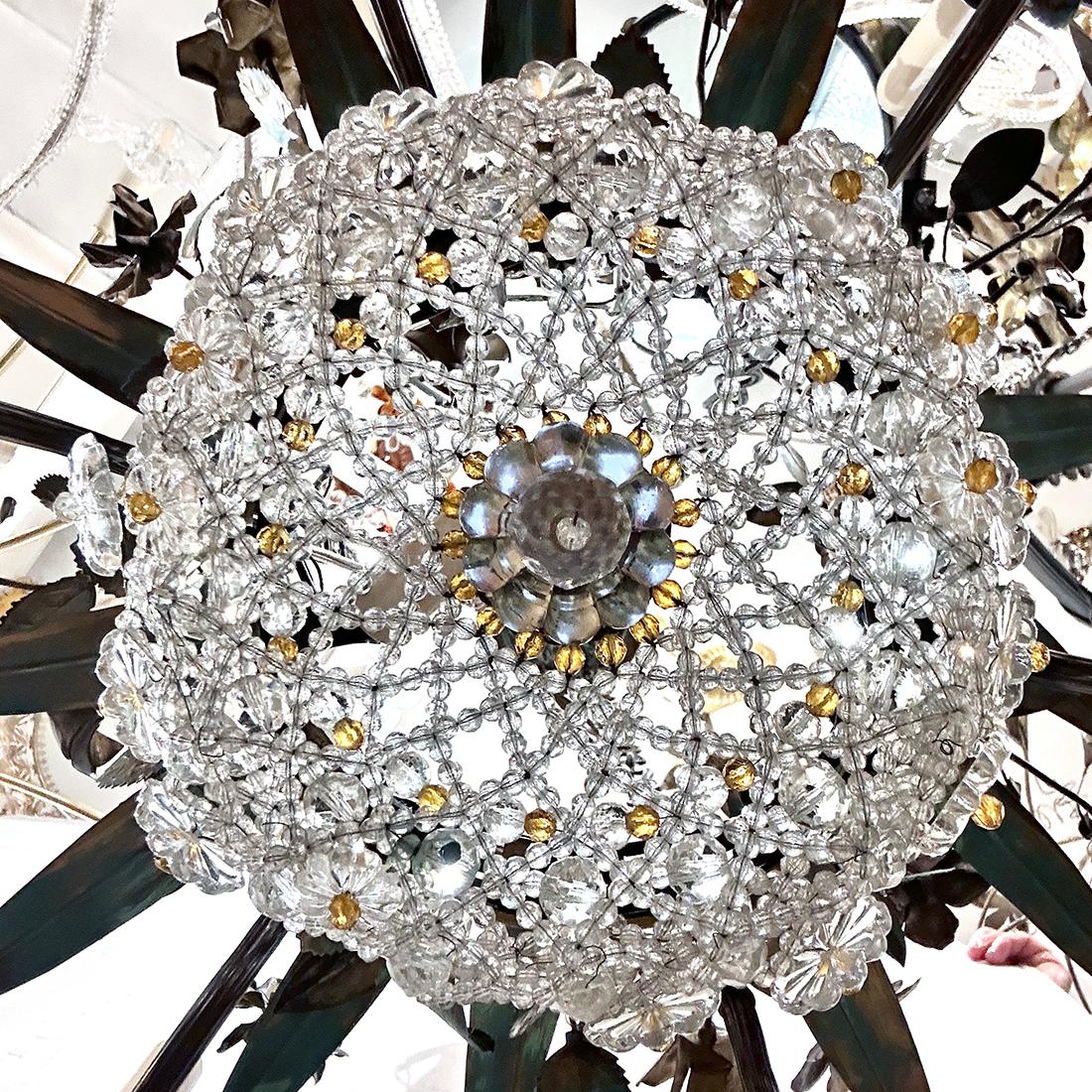 French Floral Basket Chandelier In Good Condition For Sale In New York, NY