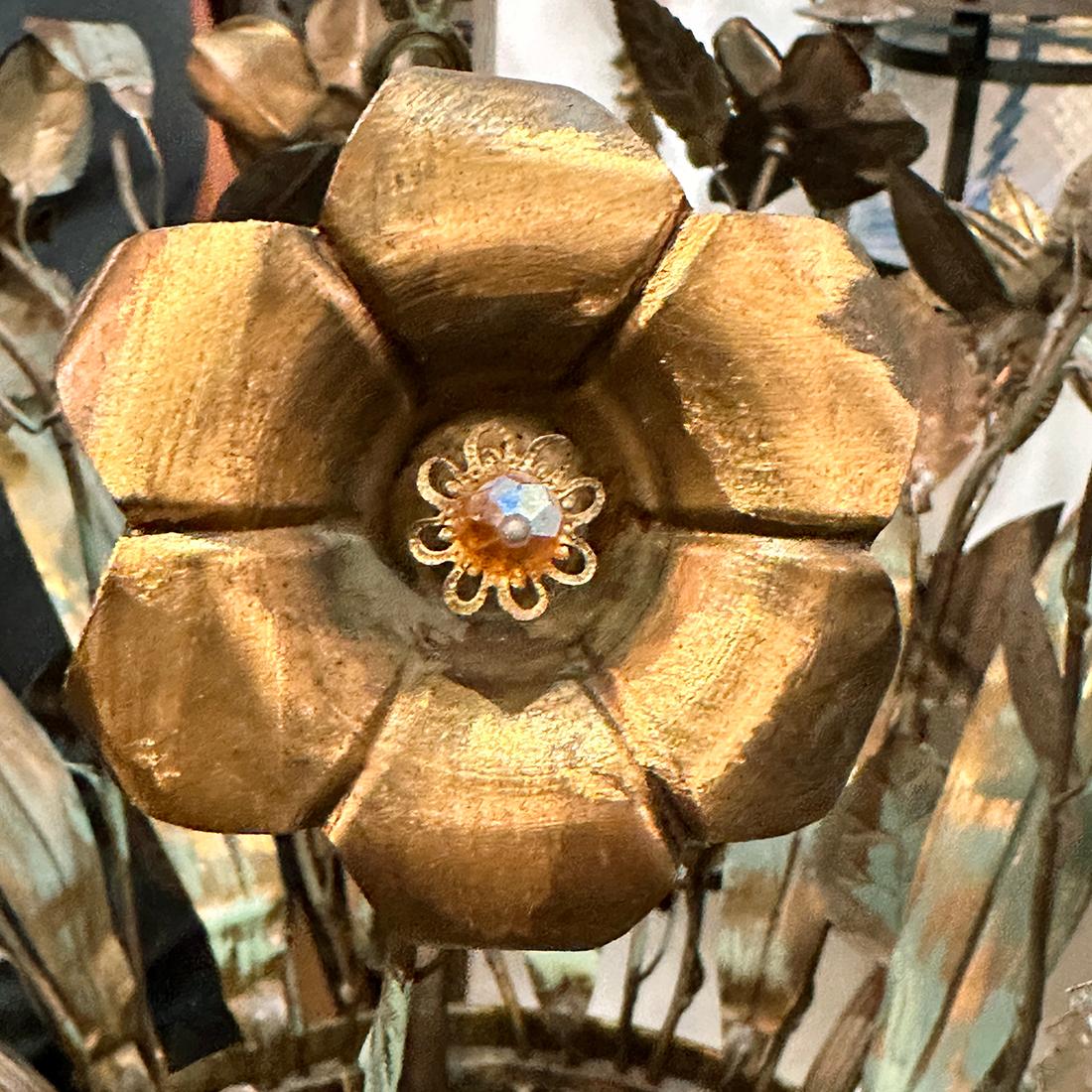 Mid-20th Century French Floral Basket Chandelier For Sale