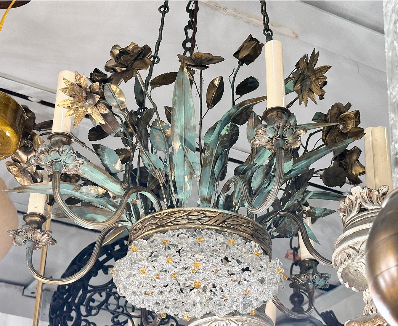 French Floral Basket Chandelier For Sale 1