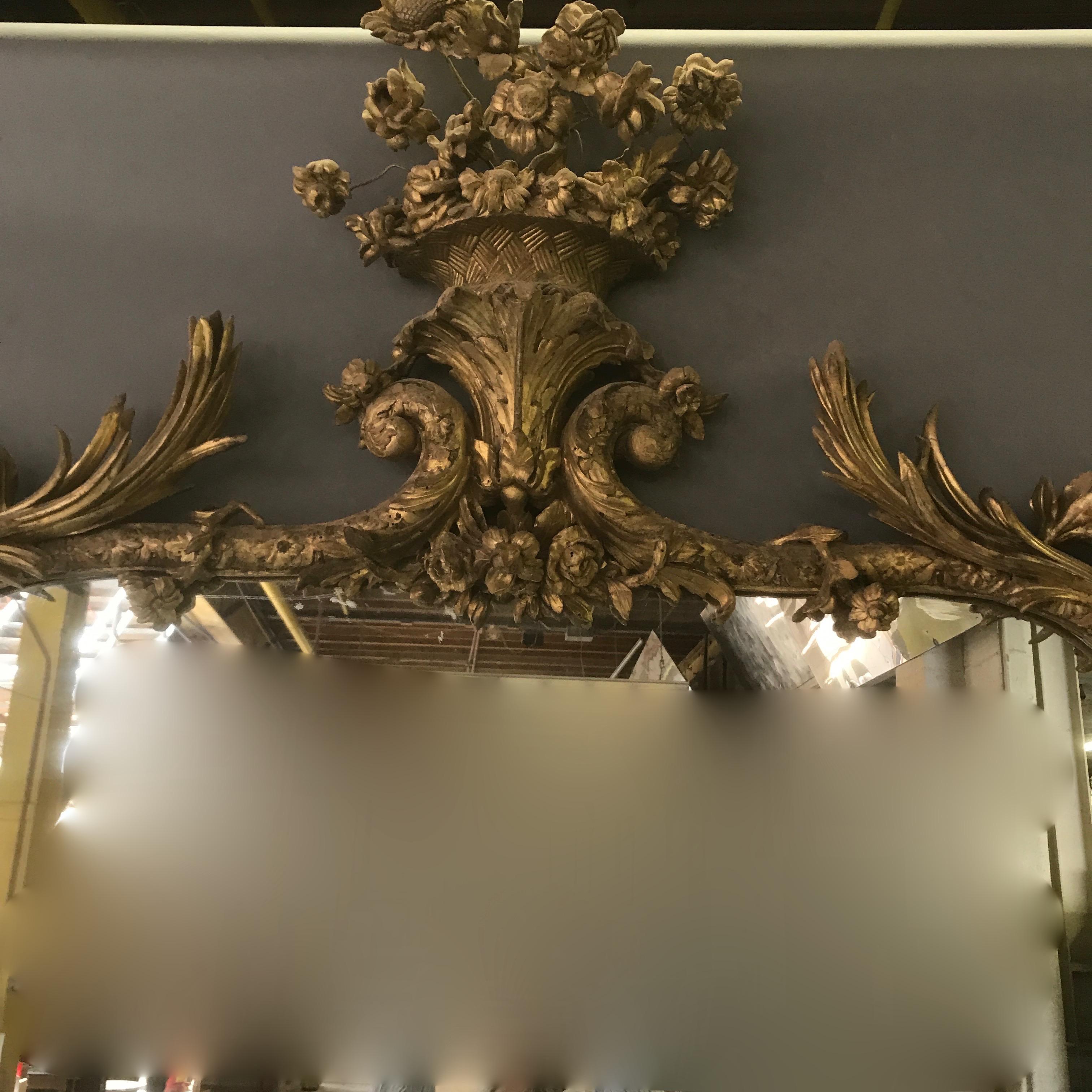French Provincial French Floral Bouquet Themed Ballroom Mirror For Sale