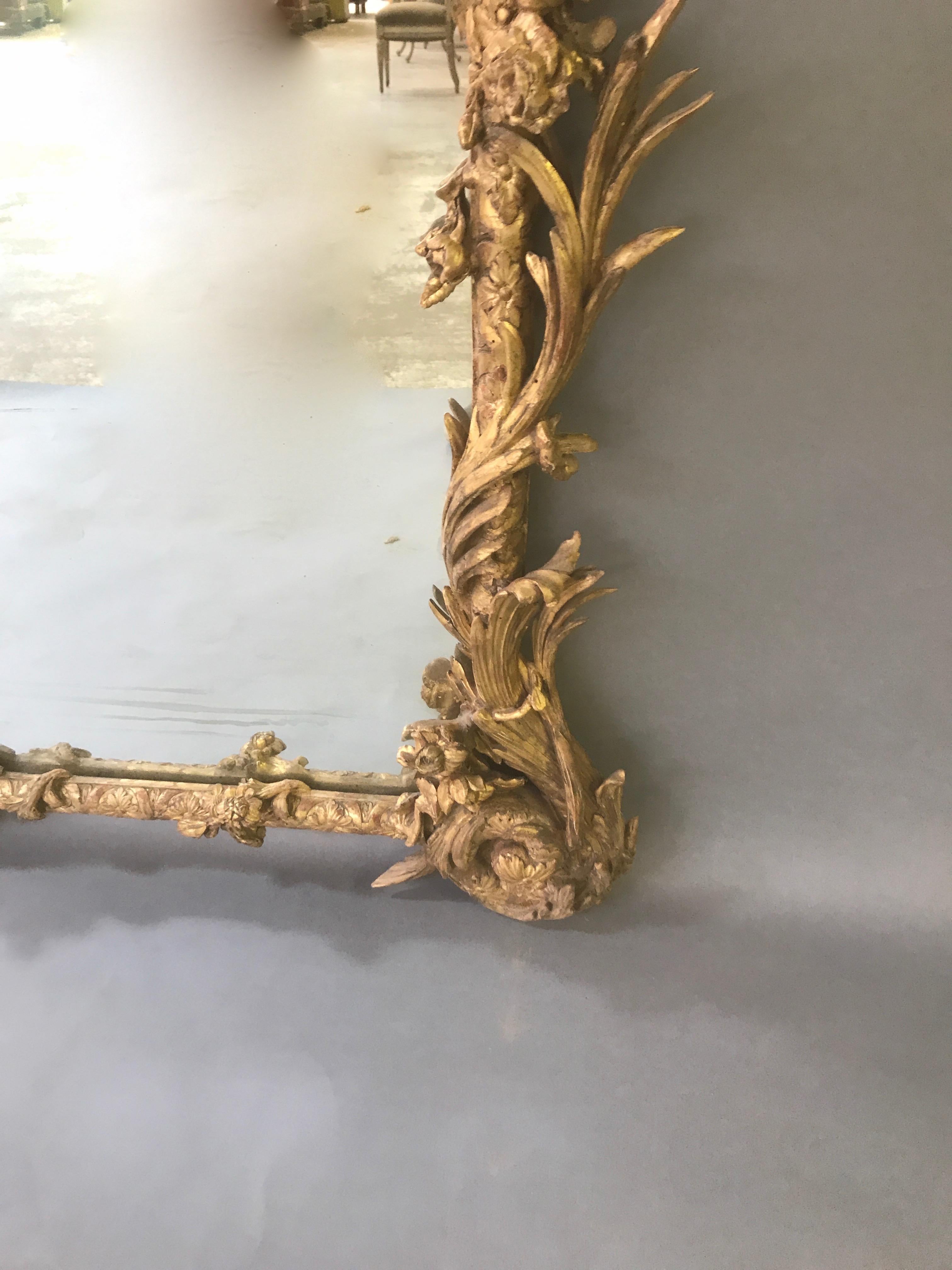 19th Century French Floral Bouquet Themed Ballroom Mirror For Sale