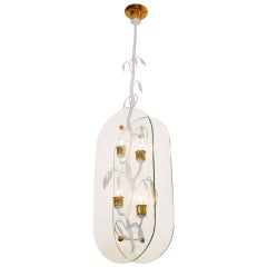 French Floral Branch and Glass Pendant Hanging Light