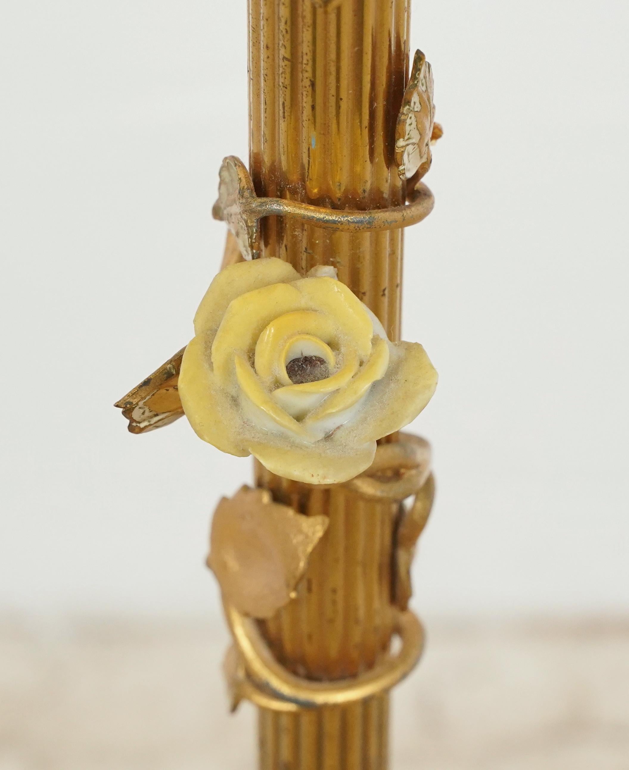 French Floral Brass Floor Lamp For Sale 6