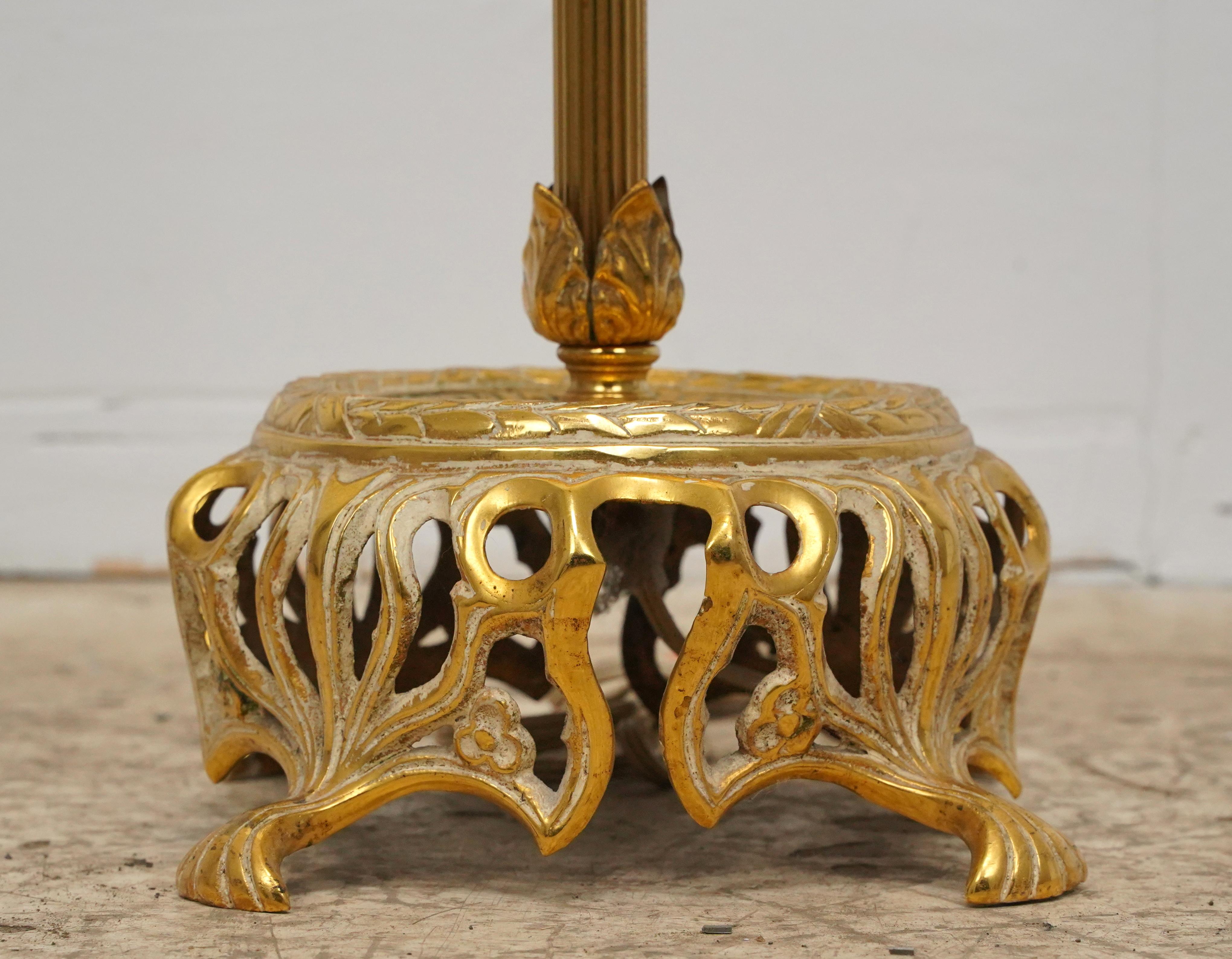 French Floral Brass Floor Lamp For Sale 1