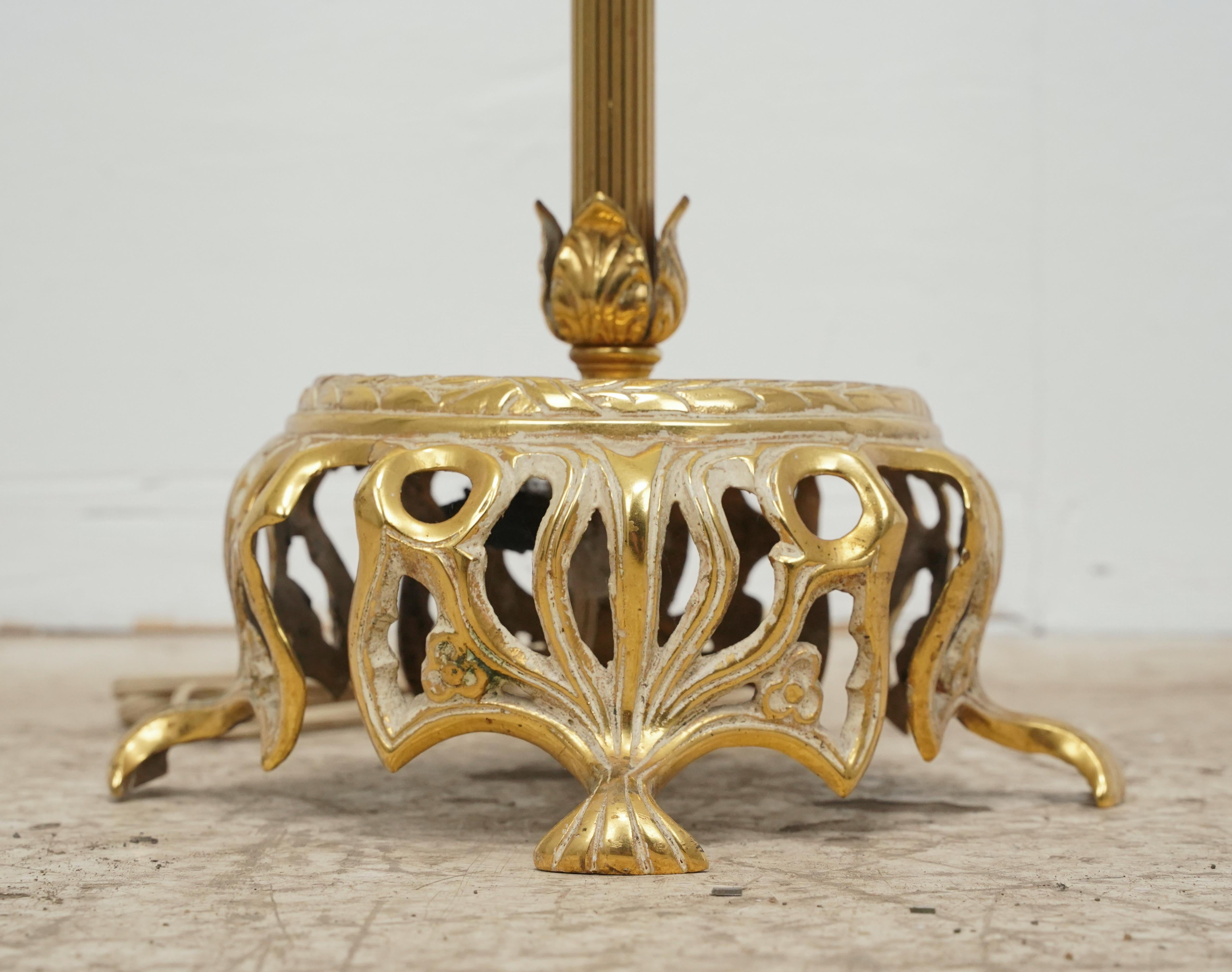 French Floral Brass Floor Lamp For Sale 4