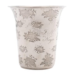 French floral die stamped silver spill vase, c. 1870