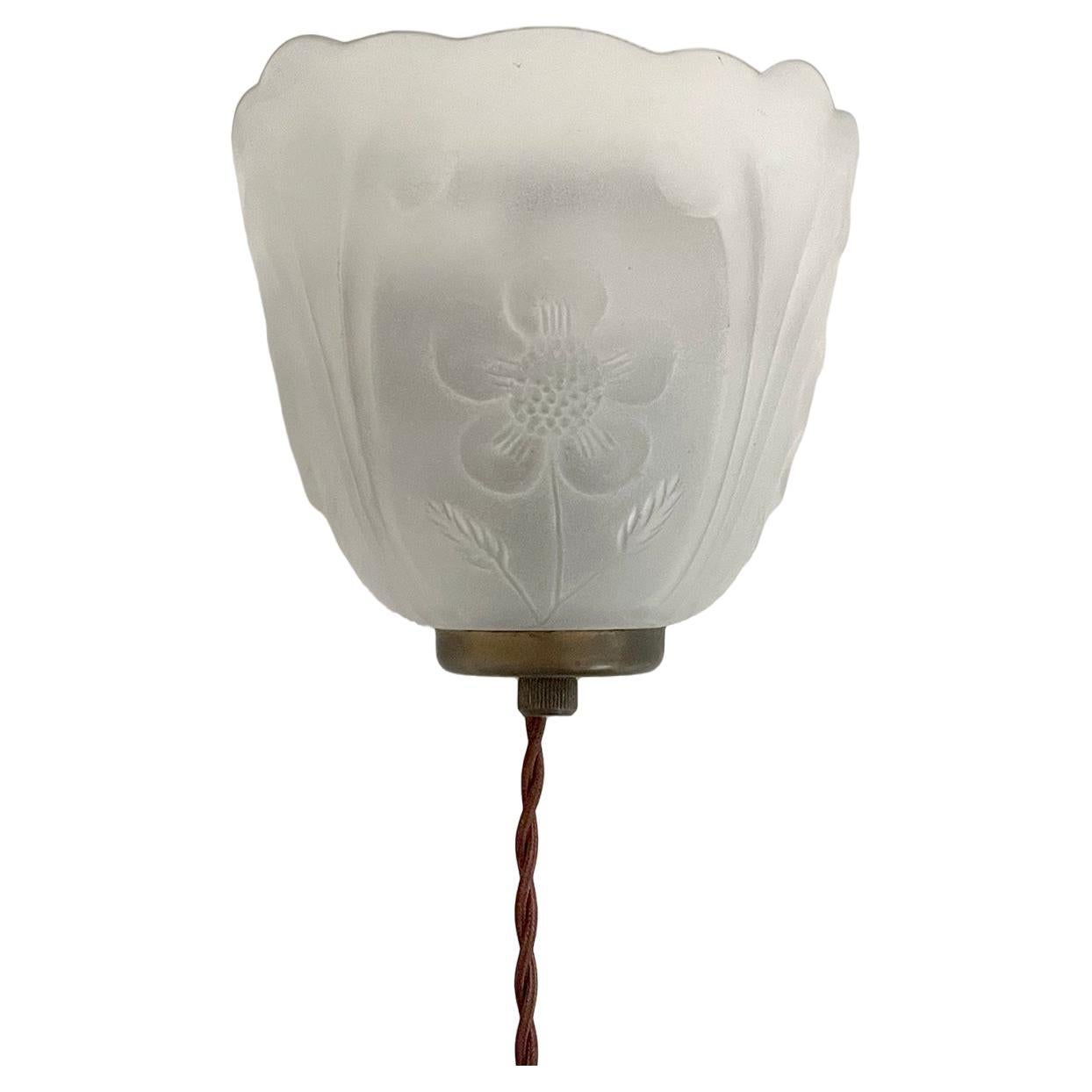 French Floral Glass Single Wall Sconce For Sale