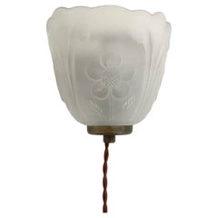 Vintage French Floral Glass Single Wall Sconce
