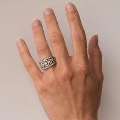 French Floral Motif Diamond 18 Karat Yellow Gold Band Ring