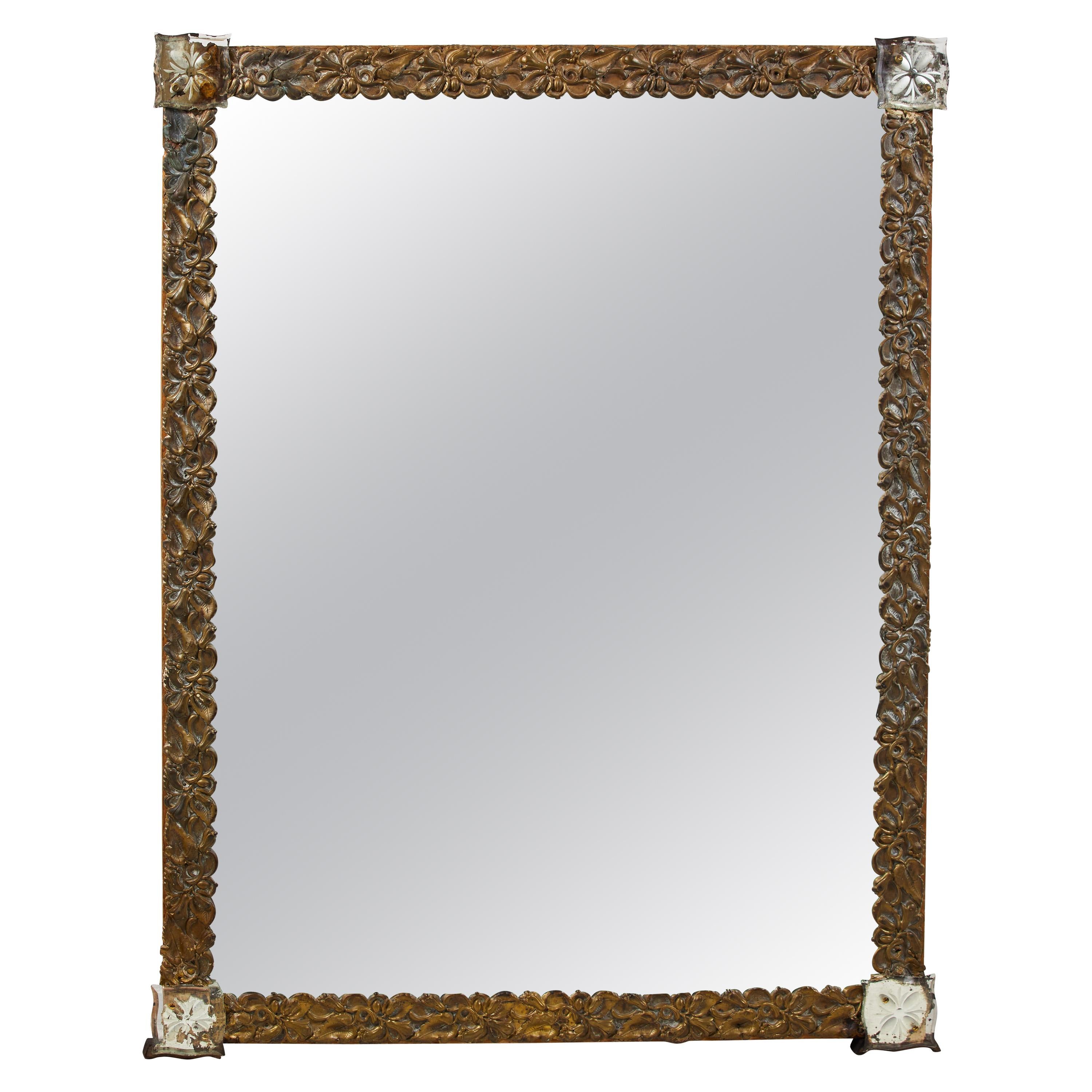 French Floral Motif Framed Mirror