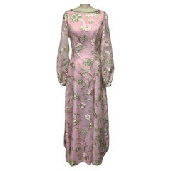 French Floral Organza Long Sleeve Gown