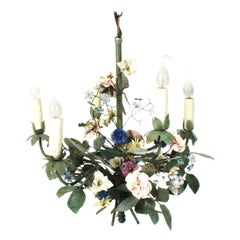 French Floral Tole Chandelier