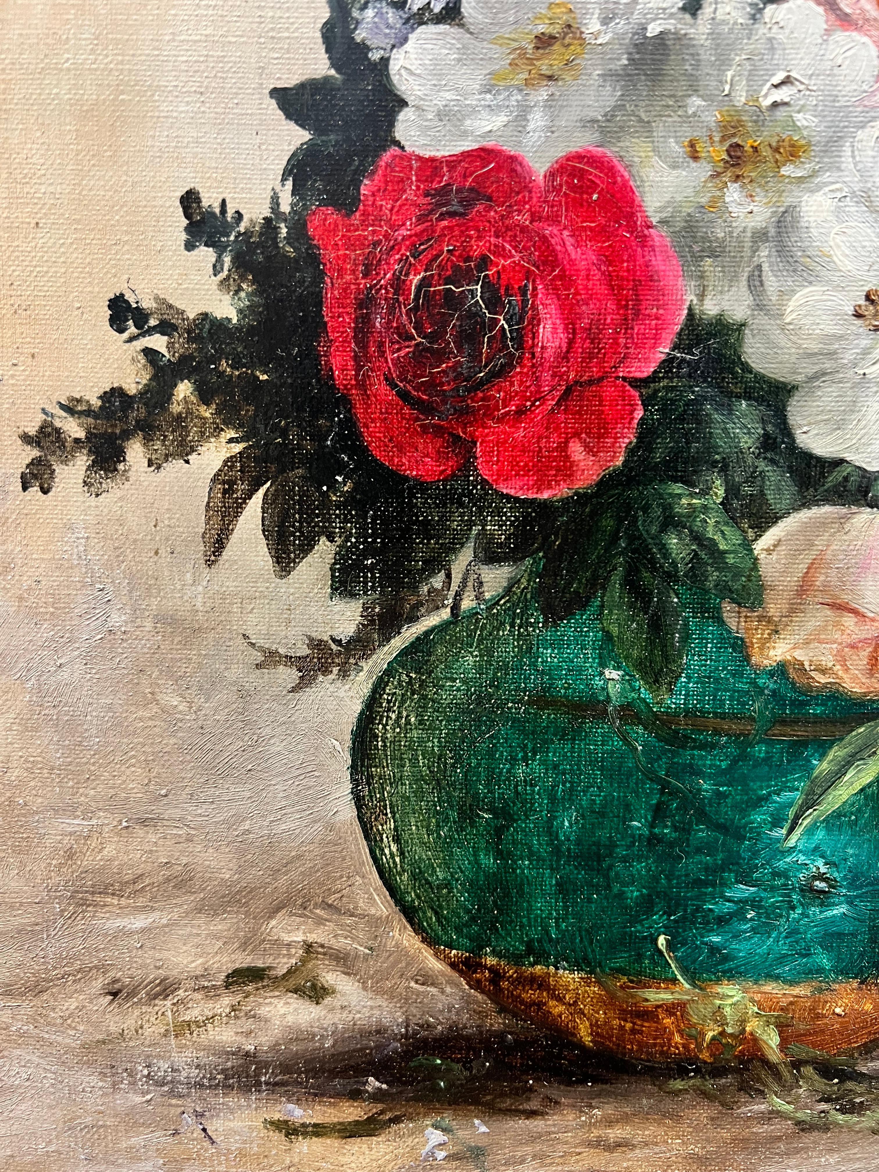 paintings of flowers in vases