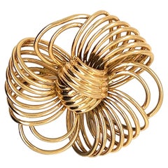 Antique French Flower Brooch Gold 18 Karat