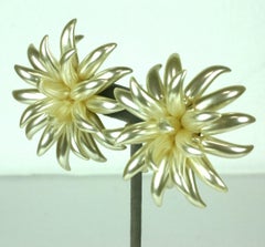 French Flower Spike Large Scale Pearl Earclips