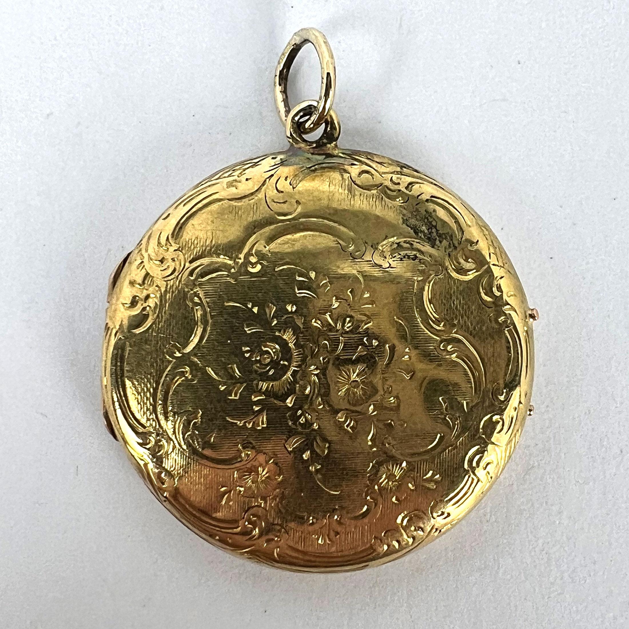 Médaillon pendentif fleurs françaises en or jaune 18 carats en vente 10