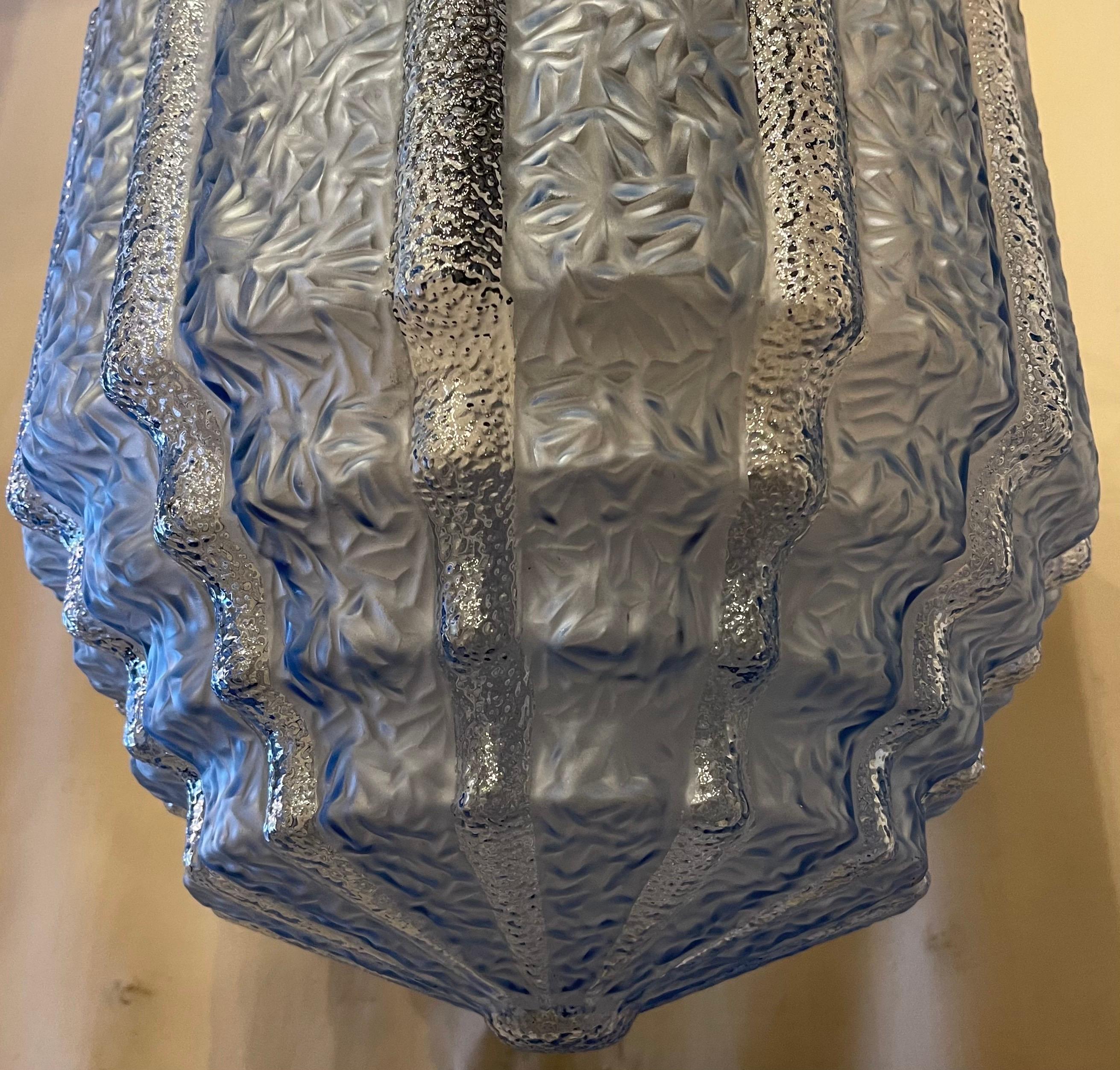 Gilt French Flush Mid Century Modern Art Deco Glass Silvered Lantern Pendent Fixture