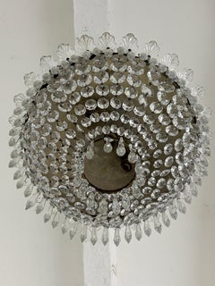 Lampadario francese a incasso in vetro di Murano con cupola impero in cristallo, c.C. 1940