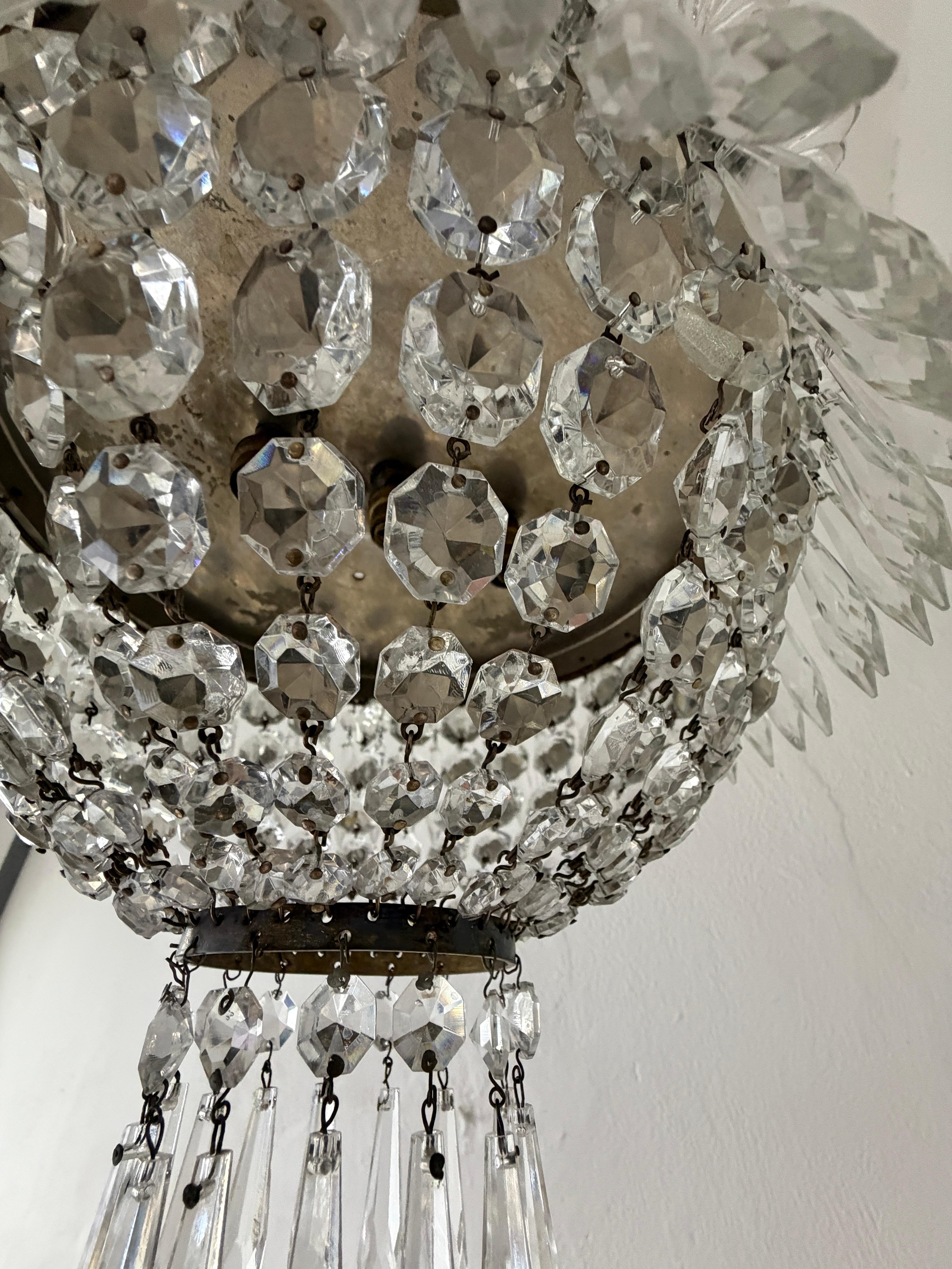 Lustre en verre de Murano à dôme Empire en cristal, c 1940. en vente 1