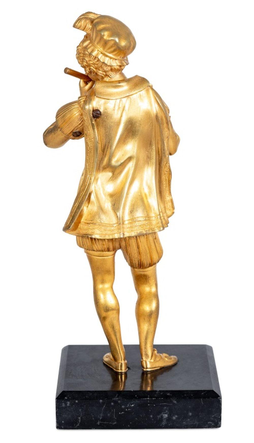 Joueur de flûte français Figure en bronze doré Bon état - En vente à Astoria, NY